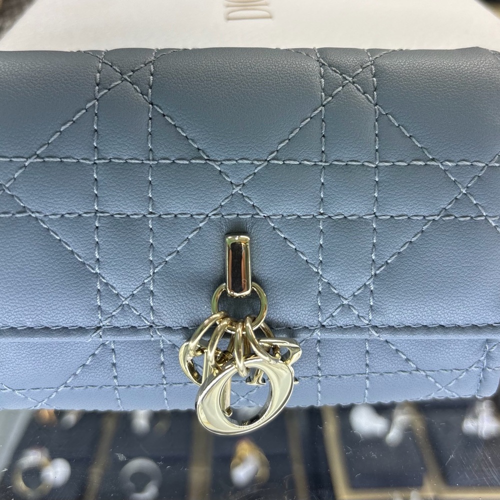 Dior Powder Blue Quilted Top-Handle Satchel with Gold Hardware brand new - Picture 3 of 3